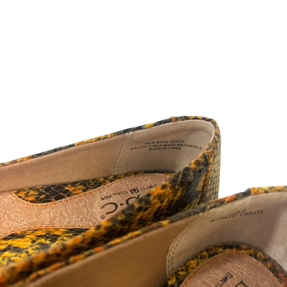 BOC Born Concepts Women’s Ballet Flat Yellow Black Snakeskin Print Shoes Size 6